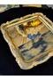 6 Pieces Square Gold Tray Gold Casting Rose Frame Brown Tea Cup Presentation Tray - 4