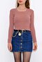 Women's Crop Cut Long Sleeve Stretch Fabric Knitwear Sweater - 3