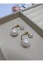 Elegant Design Vintage Double Pearl Steel Earrings - 2