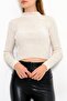 Women's Crop Cut Long Sleeve Stretch Fabric Knitwear Sweater