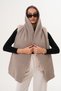Dark Beige Knitted Shawl with Hood Detail |   Trendy Hooded Scarf - 6