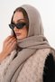 Dark Beige Knitted Shawl with Hood Detail |   Trendy Hooded Scarf - 2