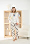 Women's Berlin Rhododendron Bear Patterned White Pajama Set