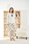 Women's Berlin Rhododendron Bear Patterned White Pajama Set - 3