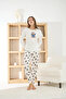 Women's Berlin Rhododendron Bear Patterned White Pajama Set - 2