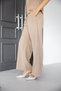 Women's Cream Color Wide Leg Corded Fabric Velvet Plazzo Pants - 8