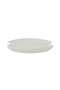 rectangular porcelain serving dish divided into two sections, white