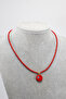 Handmade Glass Red Asymmetric Evil Eye Bead Red Sand Bead Bijouterie Necklace - 3
