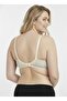 Cream Cotton Wire-Free Sponge-Free Polka Dot Patterned Shaping / Sculpting Bra - Wire-Free Unpadded Comfort Model - 7