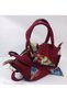 Suede Burgundy Scarf Detail Women's Bag - 3
