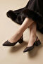 Women's Dark Brown Leather New Season Elasticized Low Heel Shoes - 2