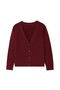 Buttoned V-Neck Burgundy Knitwear Cardigan - 5