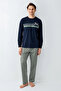 Aile Concept Father and Son Navy Blue Pajama Set (Father and Son Sold Separately) - 2