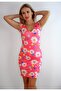 Women's Flexible Fabric V-neck Floral Patterned Evening Dress