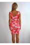 Women's Flexible Fabric V-neck Floral Patterned Evening Dress - 4