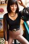 Women's Black Sleeve Tulle V-Neck Knitted Blouse BLZ-19001192 - 3