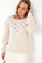 Ecru Oversized Embroidered Premium Sweater Alc-X5093 - 2
