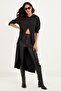 Women's Anthracite Hooded Double Breasted Tunic Dress Yİ2376