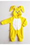 Unisex Yellow Rabbit Embroidered Plush Jumpsuit