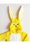 Unisex Yellow Rabbit Embroidered Plush Jumpsuit - 2