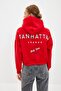 Red Back Print Detailed Hooded Thick Inside Fleece Knitted Sweatshirt TWOAW22SW0711 - 6
