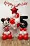 Minnie Mouse Themed Balloon Stand Set with Black Numbers for 5 Years Old Red Theme Mini Mouse Balloon Set