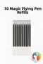 قلم سحري طائر مع 10 رؤوس داخلية - رؤوس إعادة تعبئة قابلة للمسح (حبر احتياطي لكتاب الكتابة المموج) - 3