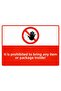 No Packages of Any Kind Are Allowed When Entering Isg Warning Sign Pvc A5 15X21 cm