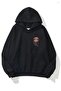 Women's Winter Cotton Minimal Leopard Lip Printed Hooded Regular Sweatshirt with Kangaroo Pocket