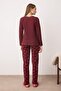 Bordo Kurdele/Fiyonklu Yumuşak Waffle Örme Pijama Takımı THMAW26PT00187 - 3