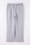 Gri Melanj Beli Poplin Detaylı Bağcıklı Wide Leg Büyük Beden Eşofman Altı TBBSS26AJ00001 - 8