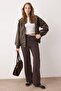 Koyu Kahverengi  Kemer Detaylı Wide Leg/Geniş Paça Dokuma Pantolon TWOAW24PL00341 - 2