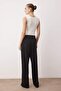 EXCLUSIVE Özel Koleksiyon Dökümlü Siyah Nervürlü Wide Leg/Geniş Paça Pantolon TWOAW26PL00118 - 4