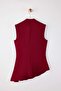 Bordo Asimetrik Godeli Dik Yaka Dokuma Bluz TWOSS26BZ00085 - 10