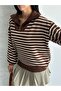 Turtleneck Zippered Striped Sweater - 3