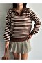 Turtleneck Zippered Striped Sweater - 2