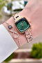 Dial Green Strap Rose Color Women's Wristwatch Dkiste1756 - 4