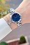 Dial Blue Cord Silver Color 30 mm Women Wristwatch and Bracelet Fciste442 - 4