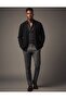 V Neck Corded Fabric Knit Oversized Contrast Buttoned Men's Black Cardigan - 2