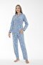 Women's Winter Snow Print Front Button Ribbed Fleece Pajamas Set Blue - 6