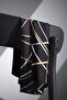 100% Twill Silk Striped Patterned Black - Gold Color 90X90 Scarf Planting Shape : Hand Sewn - 3