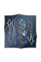 100% Twill Silk Ribbon and Chain Patterned Petrol Blue Colored 90X90 Scarf Sewing Shape: Hand Sewing - 2