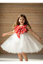 Puffy Tulle Girl's Dress with Polka Dot Collar and Bow