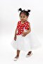 Puffy Tulle Girl's Dress with Polka Dot Collar and Bow - 4