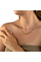Pastel Color Stone Geometric Charm Necklace with Gold Color Thin Chain - 4