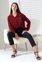 Long Sleeve Durres Textured Flower Detail Cool Fabric Women Shirt - 5