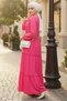 Talya Wrapped Hijab Dress 864 - Fuchsia - 5