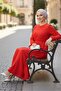 Talya Wrapped Hijab Dress 864 - Red - 2