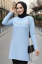 Flower Pattern Hijab Tunic 1425 - Baby Blue