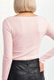 Powder Pink Boat Neck Long Sleeve Top 100% Cotton - 2